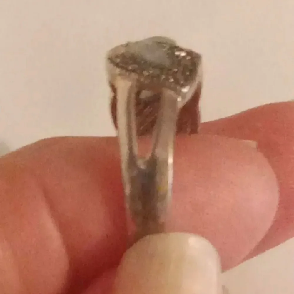 Vintage sterling silver marquise cut jade ring size 8